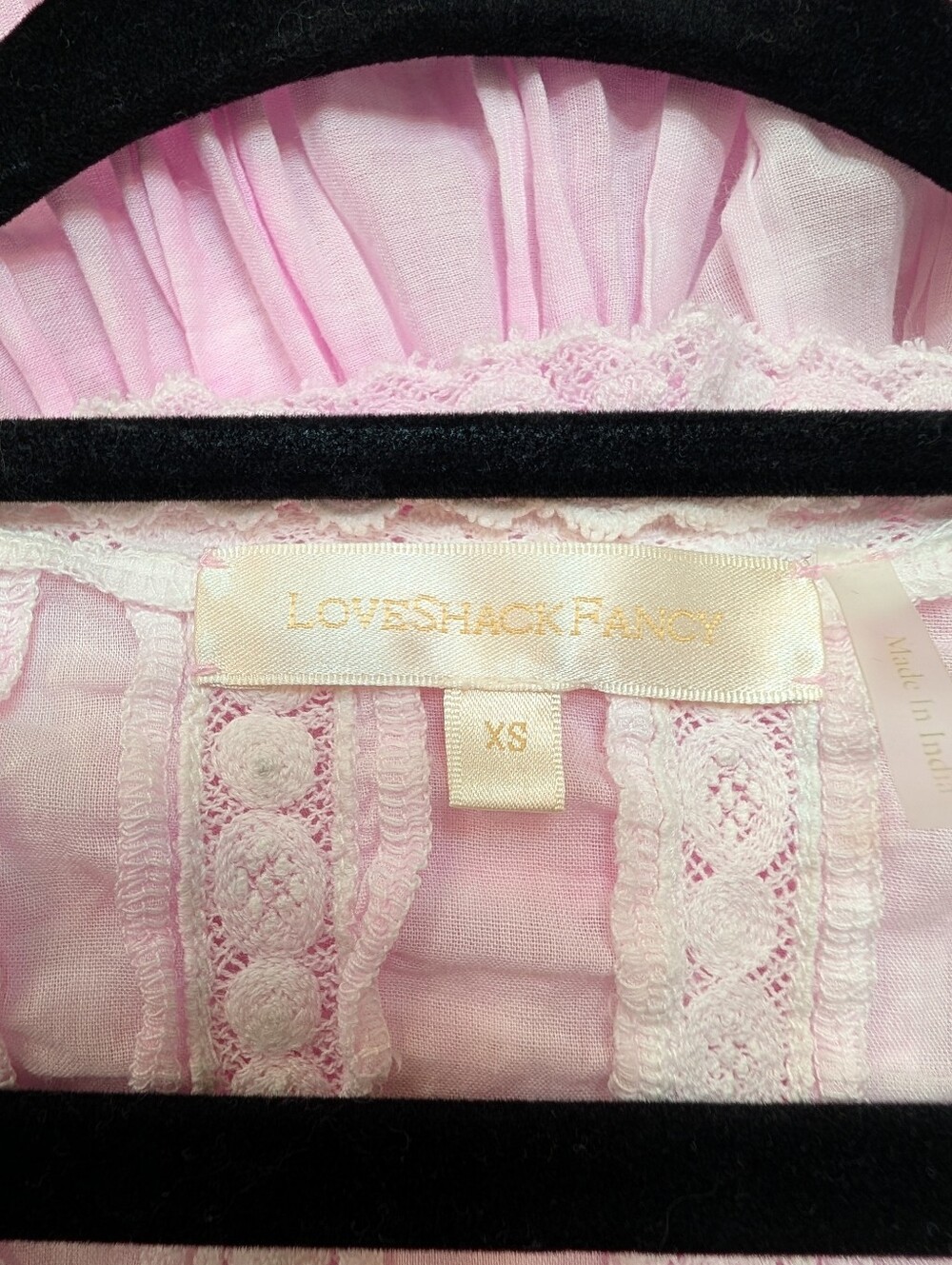 Love Shack Fancy Pink Lace Cotton Mini Dress Size XS - Picture 4 of 6